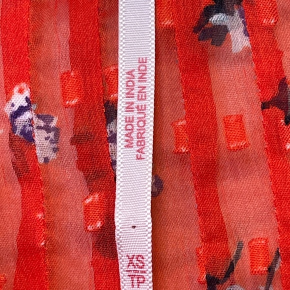 FP | Red Floral Flowers In December Sheer Floral Blouson Sleeve Popover Blouse - Picture 10 of 13